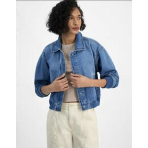 Celebrity Pink Ribbed-Hem Denim Bomb